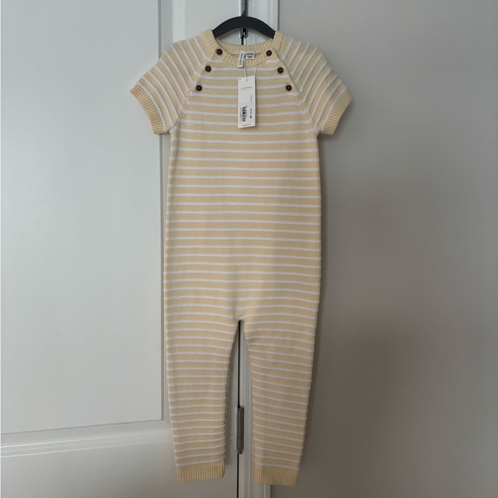 NWT Janie and Jack Baby Yellow and White Striped Outfit